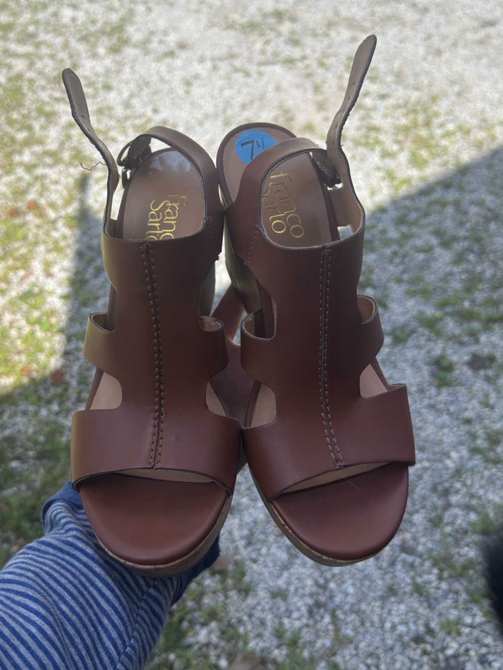 Franco Sarto Brown Leather Cutout Slingback Heels